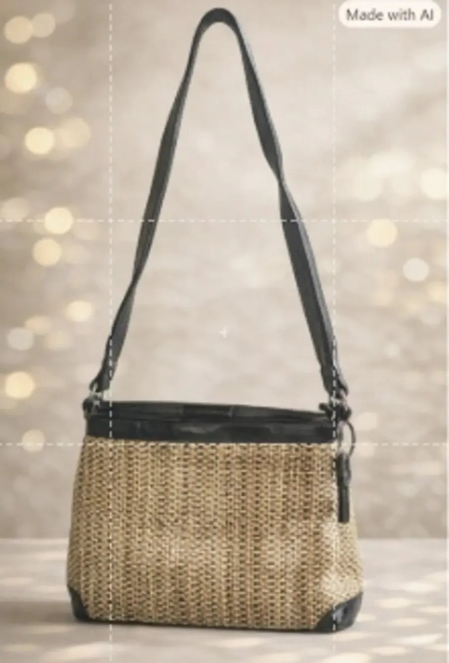 Vintage Fossil 78082 Woven Shoulder Bag Brown Leather Trim Crossbody